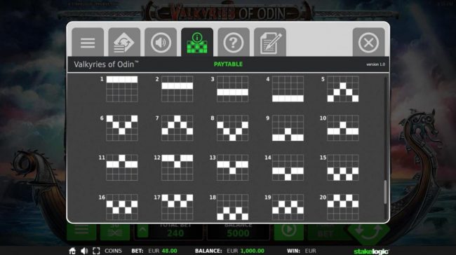 Payline Diagrams 1-20