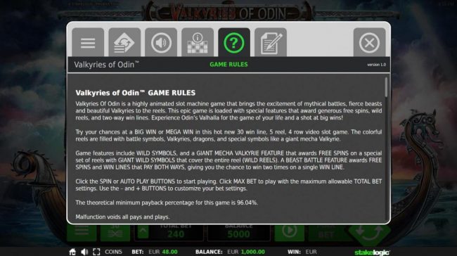 General Game Rules - The theoretical average return to player (RTP) is 96.04%.