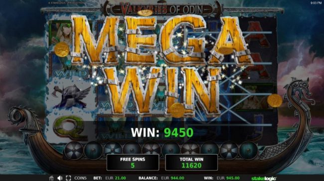 A 9450 coin Mega Win triggered