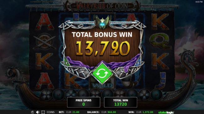 Total Free Spins Bonus Win 13,720 coins
