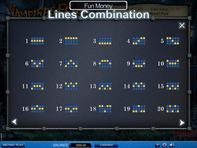 Payline Diagrams 1-20