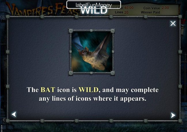 The Bat is wild, and may complete any lines of icons where it appears.