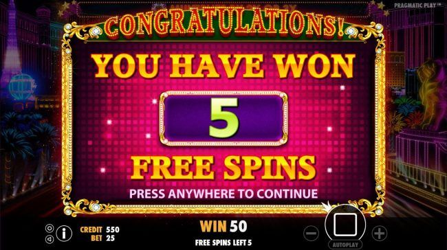 5 Free Spins Awarded