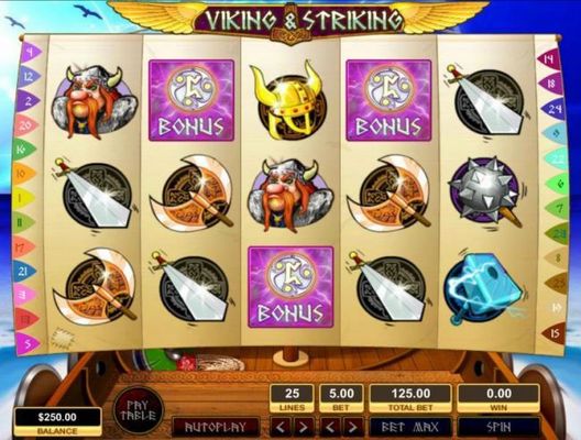 Three magical runes symbols triggers the bonus game.