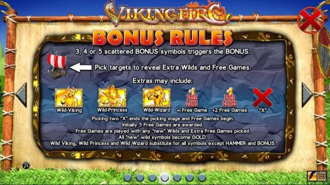Bonus Rules - 3, 4 or 5 scattered Bonus symbols triggers the Bonus, Oick targets to reveal extra wilds and free games.
