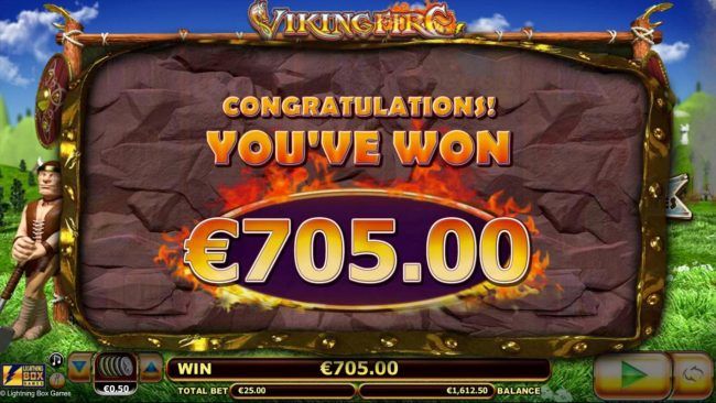 The free games feature pays out a total of 705.00 for an outstanding win.