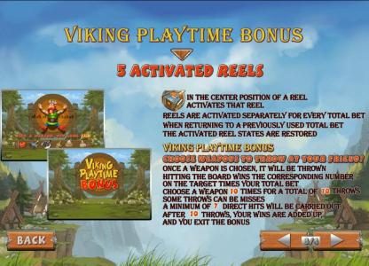 viking playtime bonus triggered when the mallet symbol lands in the the center position of each reel