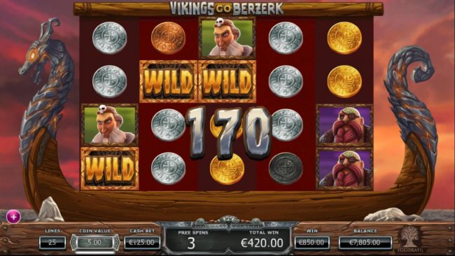 A 170 coin big win triggered during the Free Spins feature.