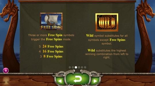 Thre or more Free Spin symbols trigger the Free Spins mode. Wild symbol substitutes for all symbols except free spins symbol.