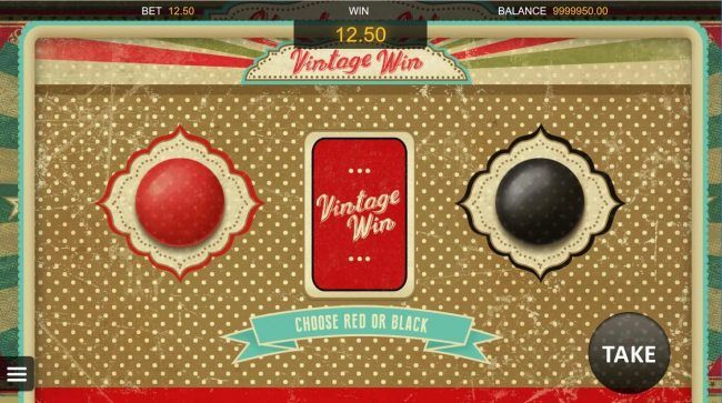 Gamble Feature - To gamble any win press Gamble then select Red or Black.