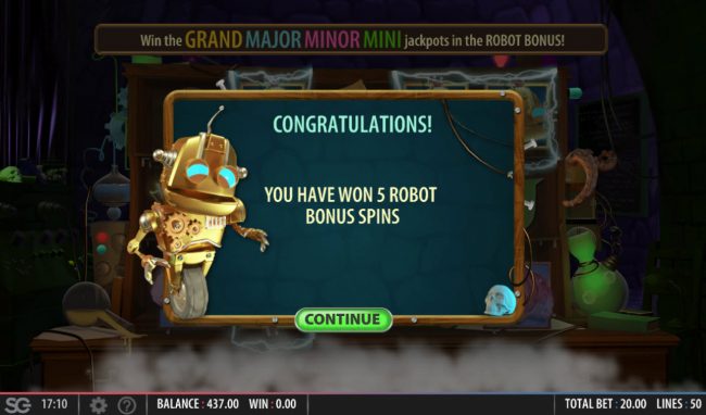 5 Robot Bonus Spins Awarded