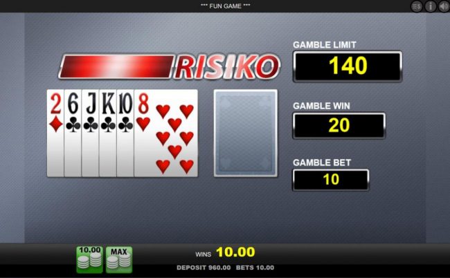 Gamble Feature - To gamble any win press Gamble then select Red or Black.