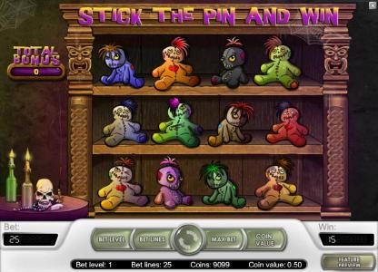 stick the pin and win bonus feature game board