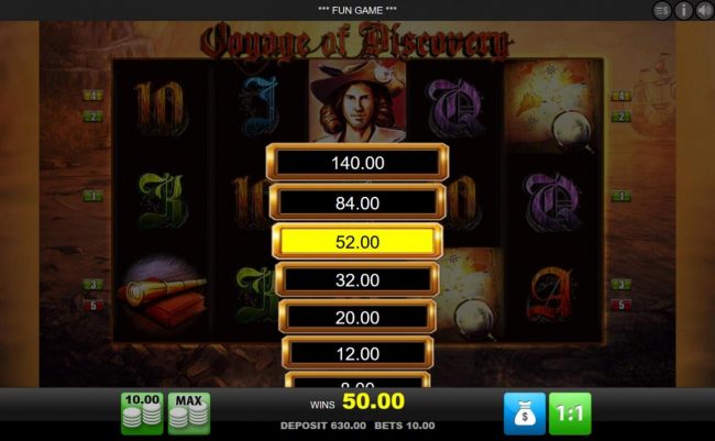 Ladder Gamble Feature Game Board available after every winning spin.