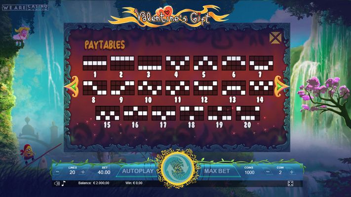 Paylines 1-20