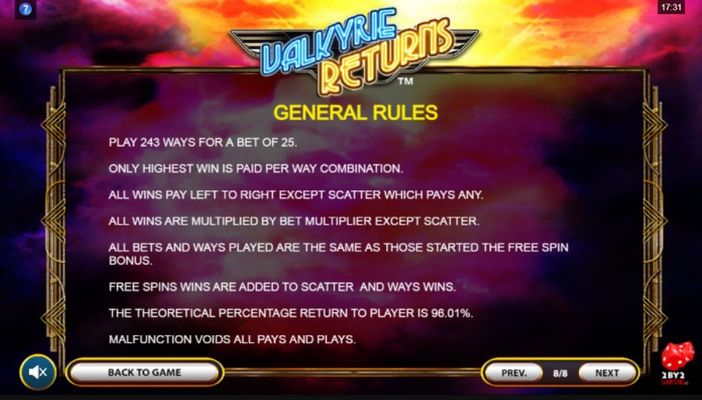 Valkyrie Returns :: General Game Rules