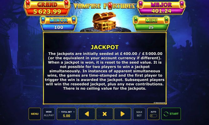 Vampire Fortunes :: Jackpot Rules