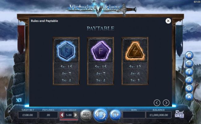 Paytable - Medium Value Symbols