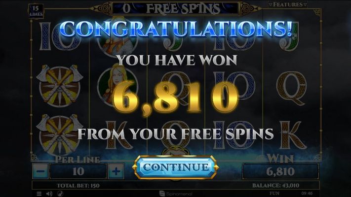 Total free spins payout