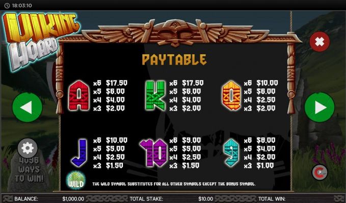 Paytable - Low Value Symbols