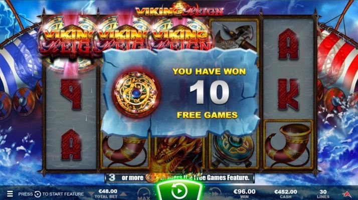 10 free spins awarded