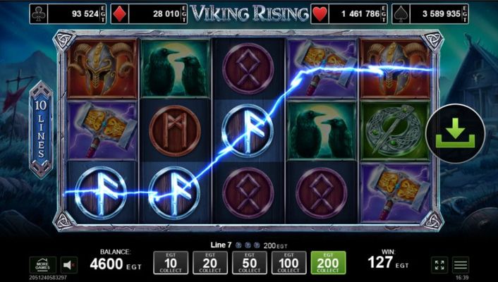 Viking Rising :: A three of a kind win