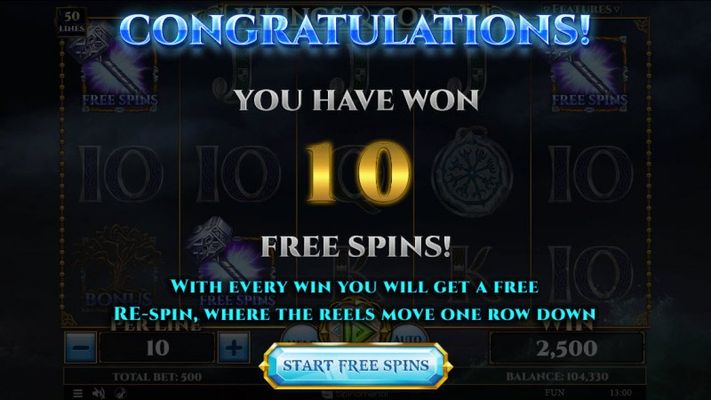 10 Free Spins Awarded