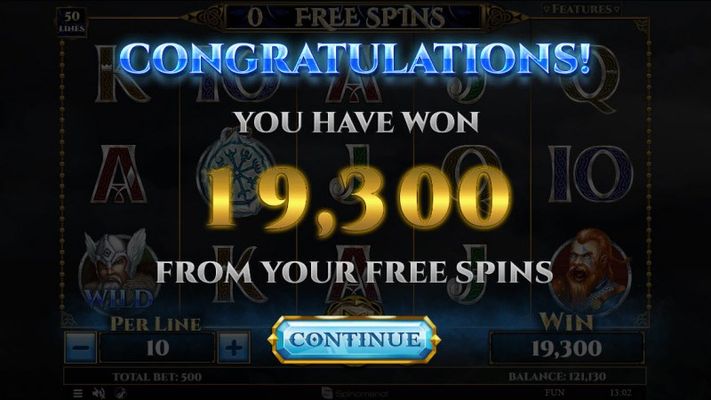 Total free spins payout