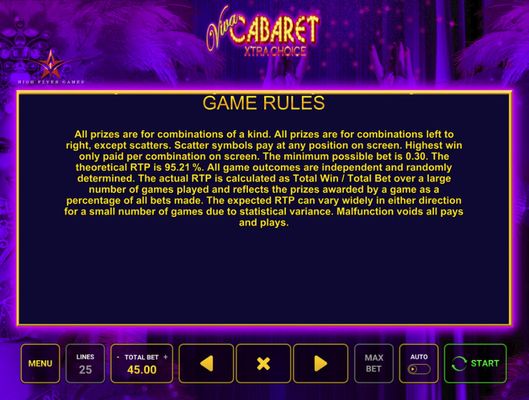 Viva Cabaret Xtra Choice :: General Game Rules