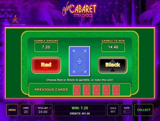 Viva Cabaret Xtra Choice :: Black or Red Gamble Feature