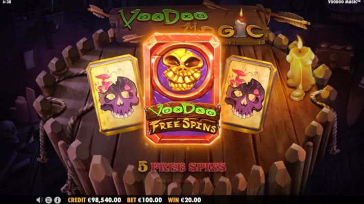 5 free spins awarded