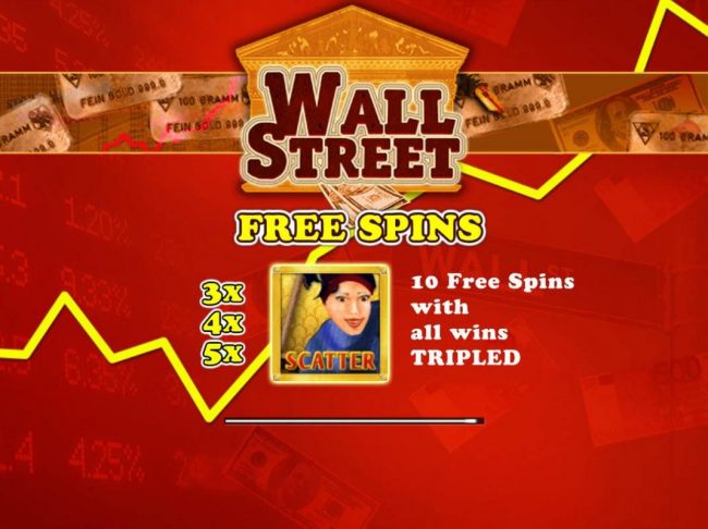 Game features include: Free Spins! 3, 4 or 5 scattr symbols award 10 free spins with all wins tripled.