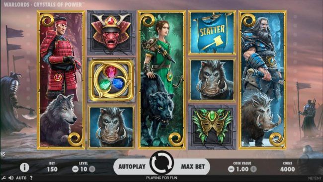 A warload themed main game board featuring five reels and 30 paylines with a $1,000,000 max payout