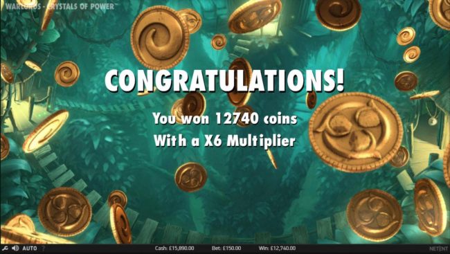 The free spins bonus feature pays out a total of 12740 coins for a super mega win!