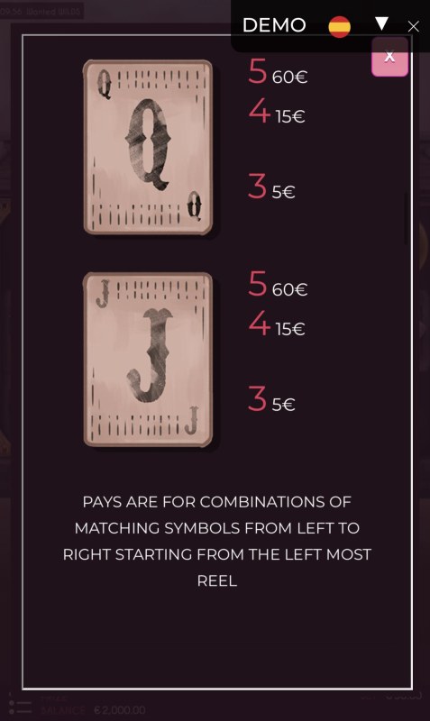Low Value Symbols Paytable 2