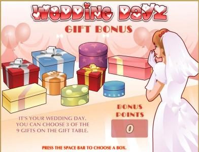 gift bonus game board - select 3 gifts to reveal prize awards