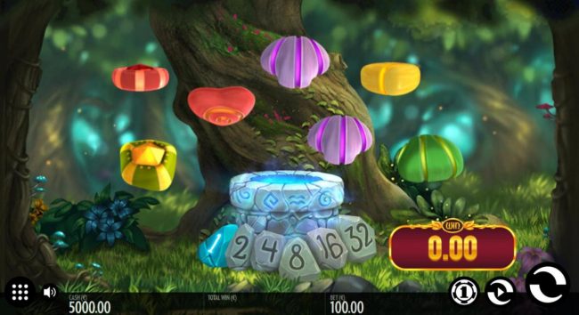 A fairy fantasy themed main game board featuring five reels and 1 payline with a $228,000 max payout