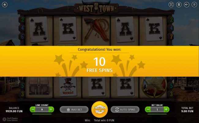 10 free spins awarded.