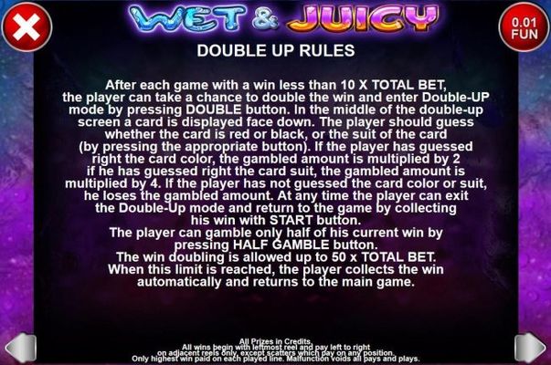 Double Up Gamble Feature Rules