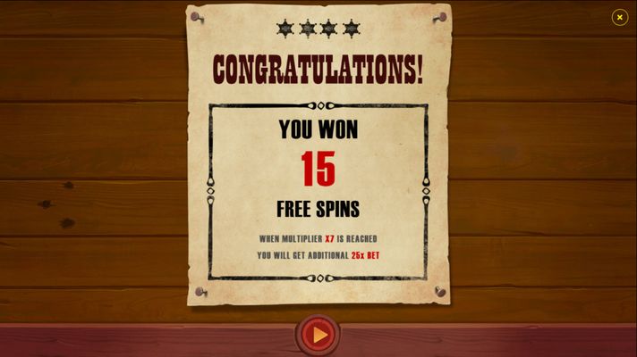 15 Free Spins Awarded