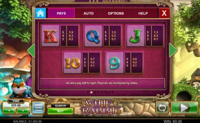 Low value game symbols paytable