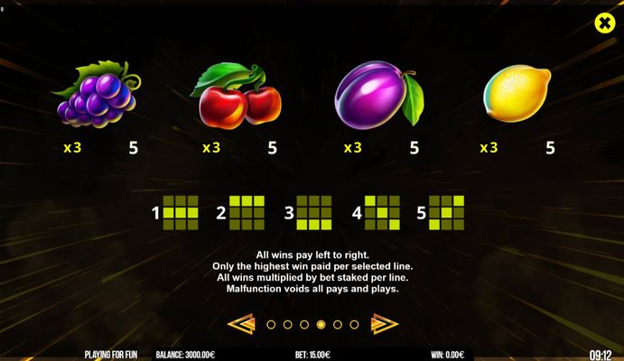 Low Value Symbols Paytable