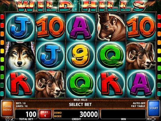 An animal themed main game board featuring five reels and 910 paylines with a $500,000 max payout