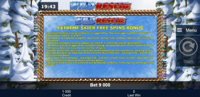 Extreme Skier Free Spins Bonus Rules