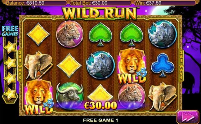 Free Spins Game Board - Here wild multipliers trigger a modest payout during the free spins feature.