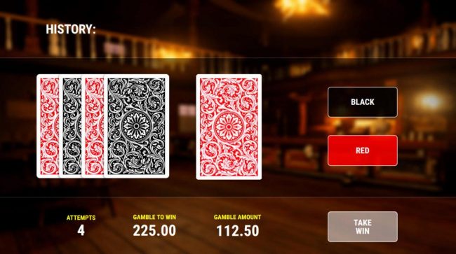 Gamble Feature - To gamble any win press Gamble then select Red or Black.