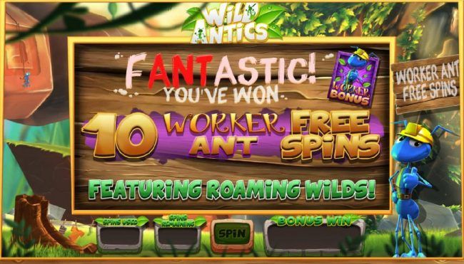 10 Worker Ant Free Spins Awarded featuring roaming wilds.