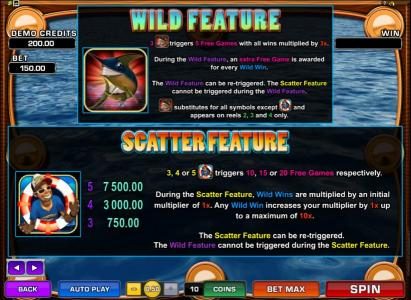 Wild and Scatter feature game rules and pays