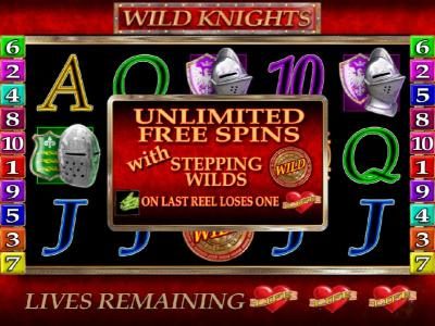 Unlimited free spins with stepping wilds. Watch out for the dragon on last reel, every time the dragon appears on the 5th reel you lose one life.