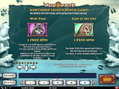 Northern Lights Bonus game Rules - Wolf Pack and Eyes of the Owl